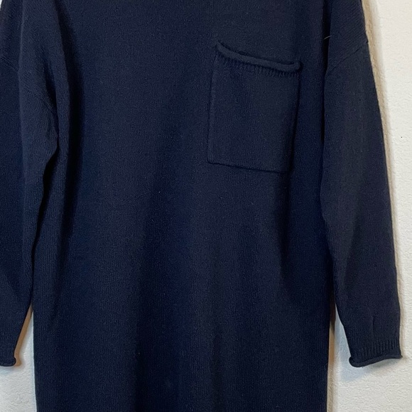 Madewell Resourced Cashmere Roll Neck Mini Sweater Dress Navy Blur Longline Sz M - Picture 6 of 8
